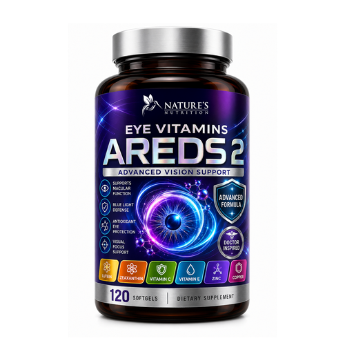 "Eye Vitamins Design Needed for Nature's Nutrition" winning Product label