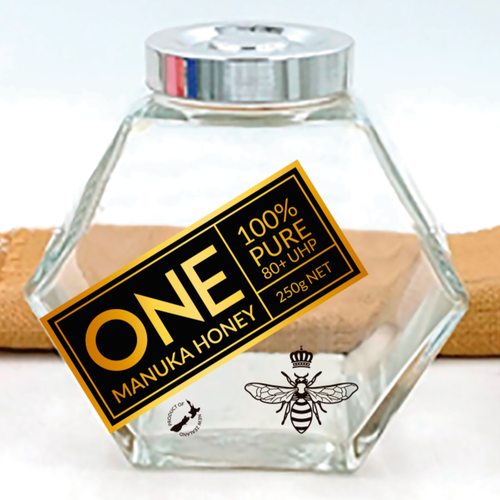 Design a minimalist upmarket Honey Jar Label for this Glass bottle Design by PHish