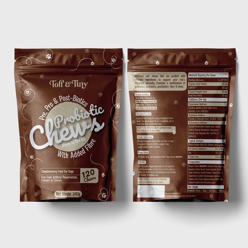 Pouch packaging design - Probiotic Chews for dogs Design by sadiaafrinrumky