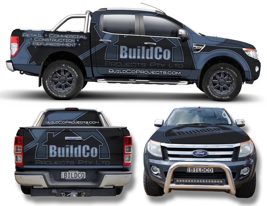 ***Bold car wrap for construction company to stand out*** Signage contest
