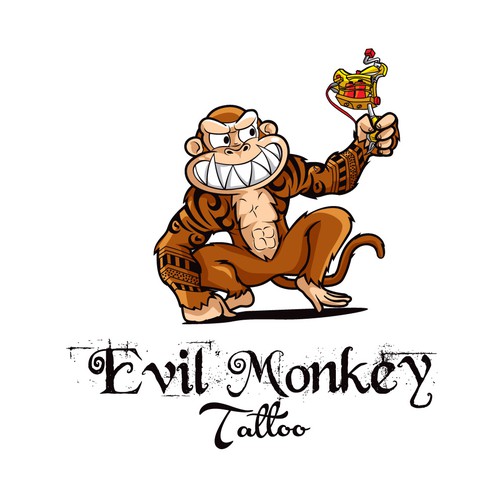 Evil Monkey Tattoo Logo and Artwork | Logo design contest