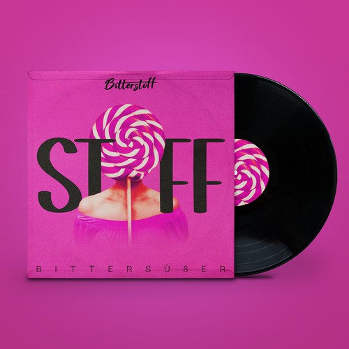 Album cover is intended to represent the terms bitter and sweet. The color magenta is central. Design by Khan W.