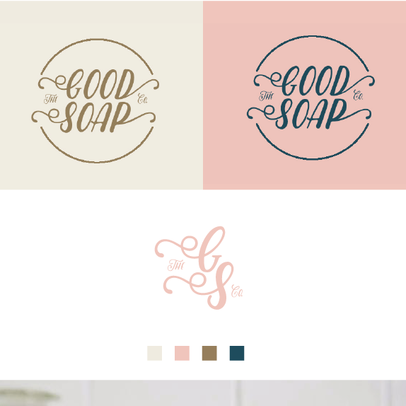 Gold and pink logo with the title 'Soap Company Logo'