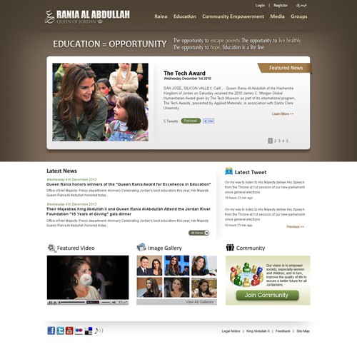 Design di Queen Rania's official website – Queen of Jordan di JonaThe Artist
