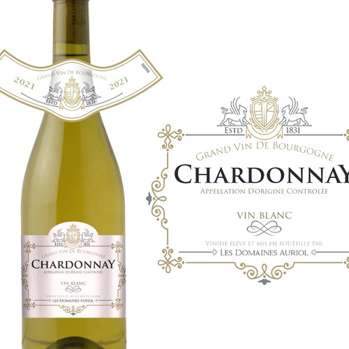 Burgundy Type Label / Chardonnay Design by UVW699