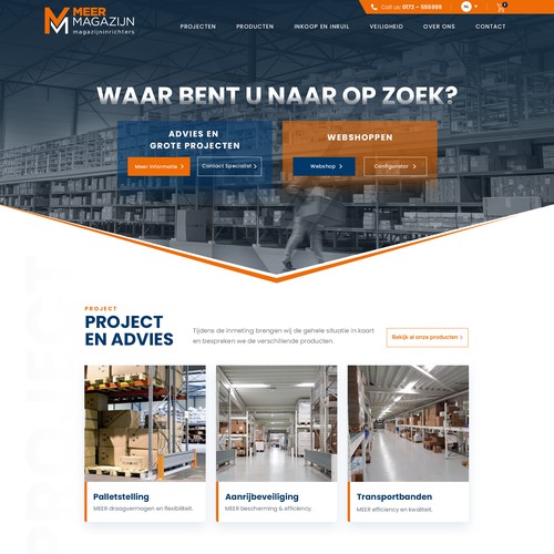 Creative website templates for a leading pallet racks company_ Meermagazijn Design by MercClass