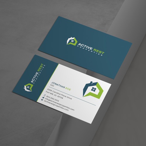 Modern Business Cards for Active Rest Properties Design by Saman Osama