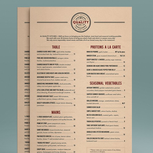 Create an unique yet professional menu for truly Farm to Table restaurant to be opened in Sedona, AZ Design by AnitaSt