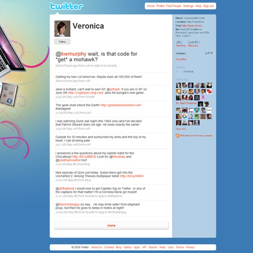 Twitter Background for Veronica Belmont Design por sinzo