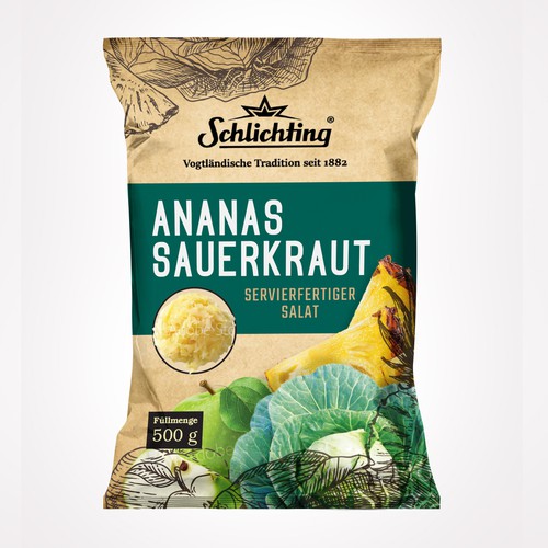 Diseño de Stayin alife - Refresh an old fashion package for Salad with Sauerkraut, Pineapple and Apple de Jena-288