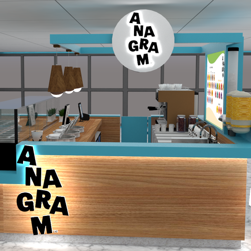 Design a 3D render for food serving kiosk Design by Ann Davis