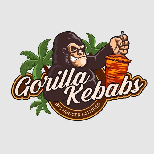 Design a hipster cartoon/restaurant fast food style logo for Gorilla Kebabs. Design by eugen ed