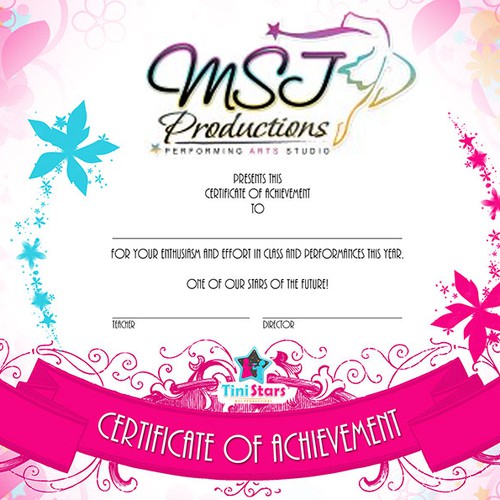 Creating a Dance Studio Certificate of Acheivement Design by DebG