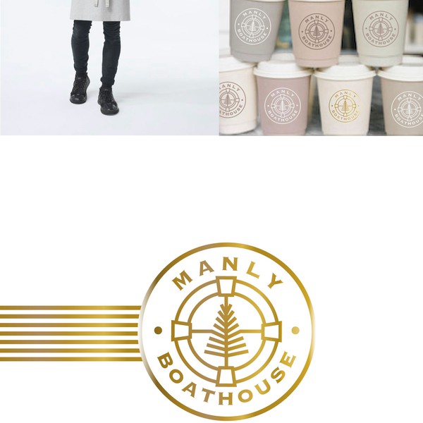 Logo design for a white coastal seaside restaurant beside largest marina in southern-hemisphere “Manly Boathouse”