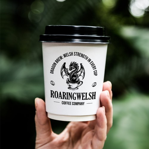 Welsh Coffee Company Logo with Dragon incorporated into the design Design by Timuș Valerian