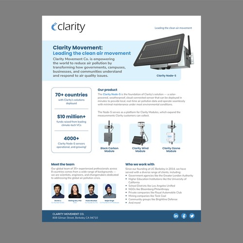 Design one-pager company overview Design by Bluebubble