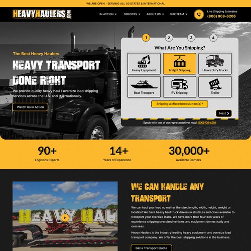 Strong Homepage Design Needed For Tough Heavy Haul Website Design by RWI⚡