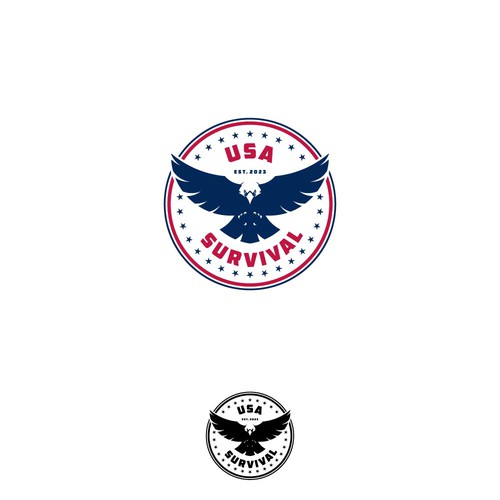 Please create a powerful logo showcasing American patriot virtues and citizen survival Réalisé par UB design