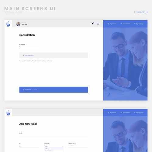 Please freely create the main (3) screens UI Design by TuDuong