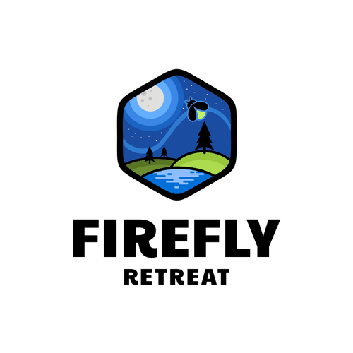 Firefly Retreat. Fun logo inspiring families to explore the outdoors! Design by hidra ✅