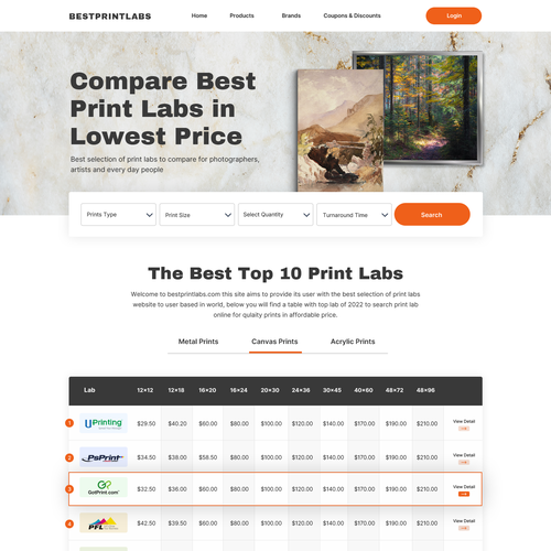 Design Print comparison website Design by Obizzy