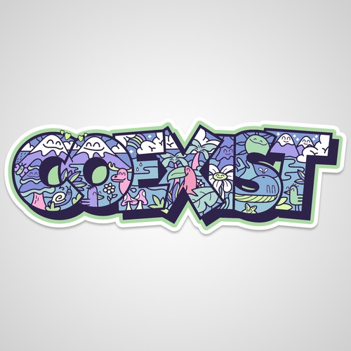 NEED FUN AND COLORFUL "COEXIST" STICKER ILLUSTRATED Design by PEDROVALERODSGN ✅