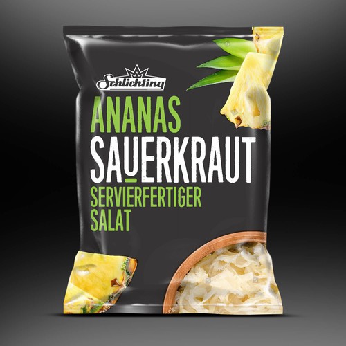 Stayin alife - Refresh an old fashion package for Salad with Sauerkraut, Pineapple and Apple-ontwerp door neoflexdesign