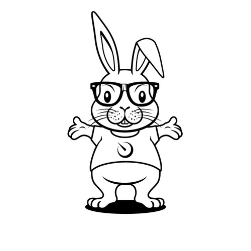 Cute geeky fun rabbit or monster for techies Design by xclusivelogo