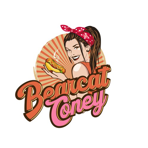 G-Rated Cartoon PinUp Girl girl logo for Retro Coney Hotdog restaurant Design by nindadian