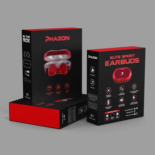 Wireless earbuds packaging box sleeve design Design by Eunoia_Karsa