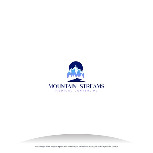 Rocky Mountain medical clinic logo:  Bring the awe of the Rockies & a Mountain Stream to life! Design by RestuSetya