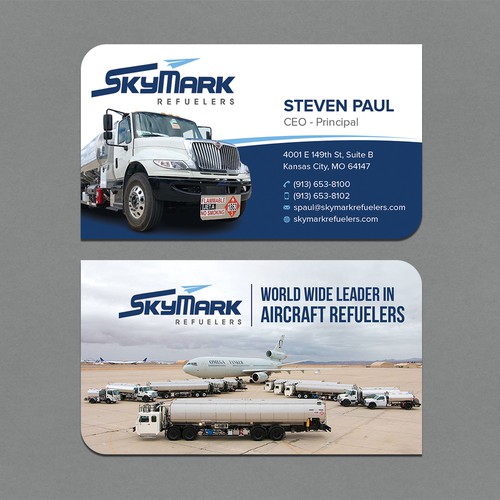 Need business card redesign for Aircraft Truck Fueling company Design by CurveSky™ ☑️