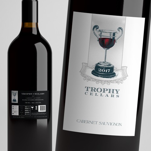 ***Bring the vision to LIFE *** TROPHY Wines - CATCHY MODERN WINE LABEL - have a look at attached guide files! Design by Windmill Designer™