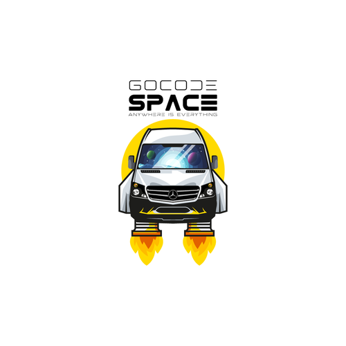 Playful and powerful logo for a Sprinter-van-as-a-Service mobile office space. Design by Butryk