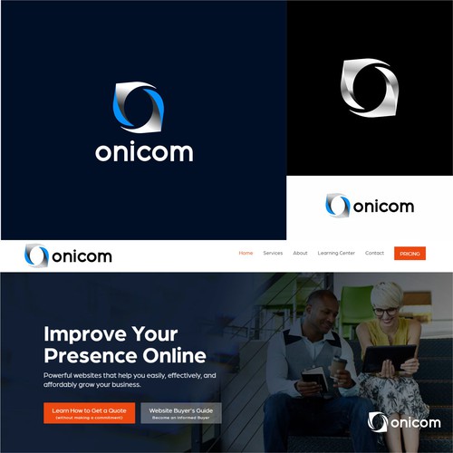 Create a modern, elegant, and professional logo for Onicom Design by industrial brain ltd