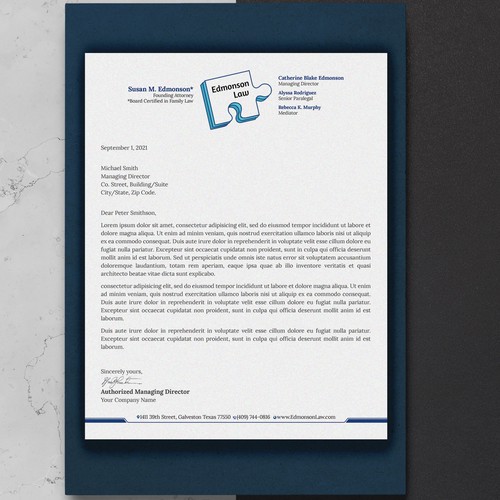 Striking New Modern Letterhead Needed for Law Firm Revival Design by Sawama