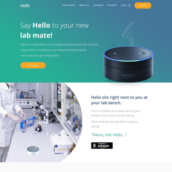 Landing page for voice enabled app
