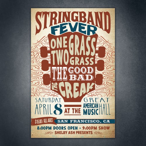 Music poster for one of San Francisco's oldest music venues Design by Stefanosp