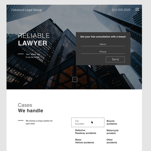 Car Accident Lawyer Landing Page, Mini Site Design by Vlad_smirnov