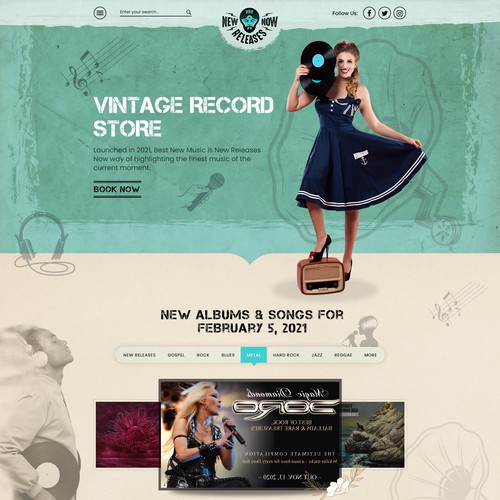Designs | Design a vintage record store inspired music website! | Web ...