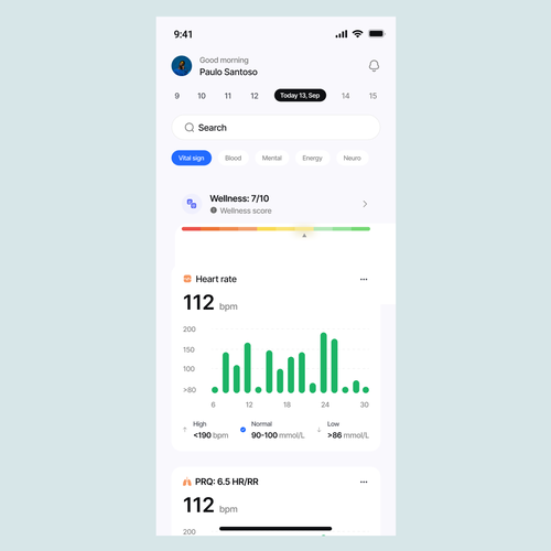 Wellness "vital signs" app - redesign Design by Nakamator