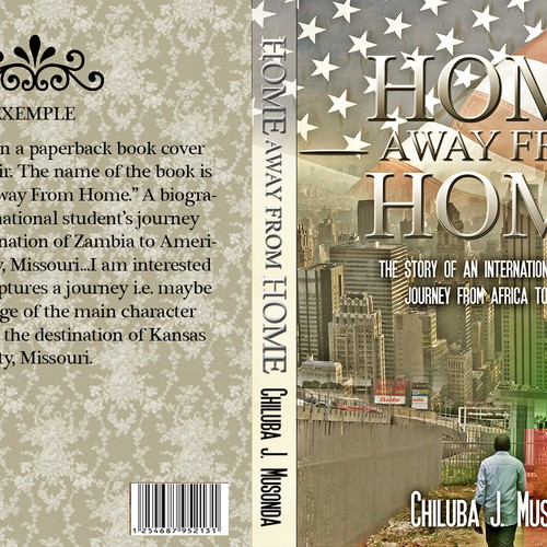 A book cover illustrating the journey of an international student from Africa to America Design by ilyasshoppus