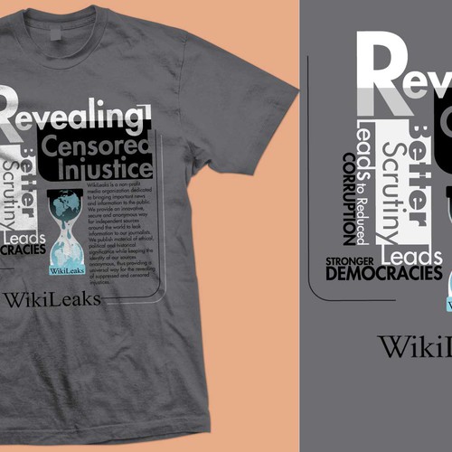New t-shirt design(s) wanted for WikiLeaks Réalisé par RadiantSelfTreasures