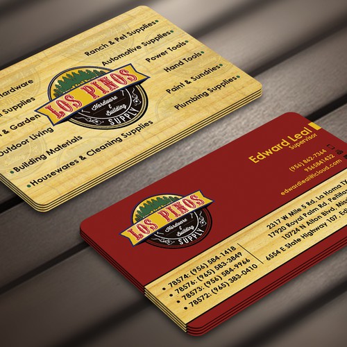 Los Pinos Hardware & Building Supply Business Card Contest!-ontwerp door Nerys Design™