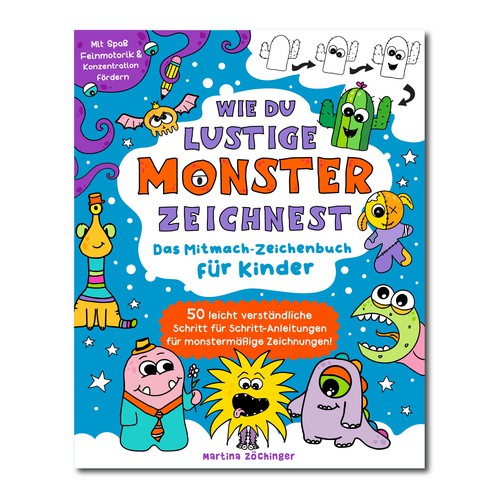 Design a cheerful cover for a monster drawing book for children Design by ALINAsINK