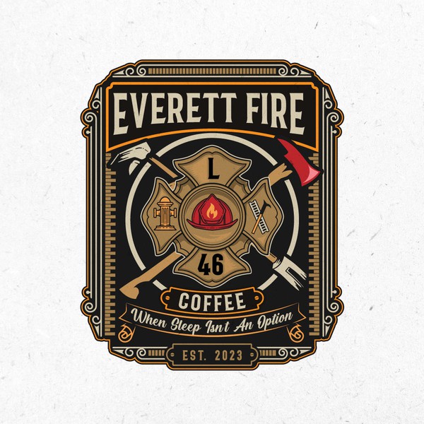 Old school fire department coffee logo