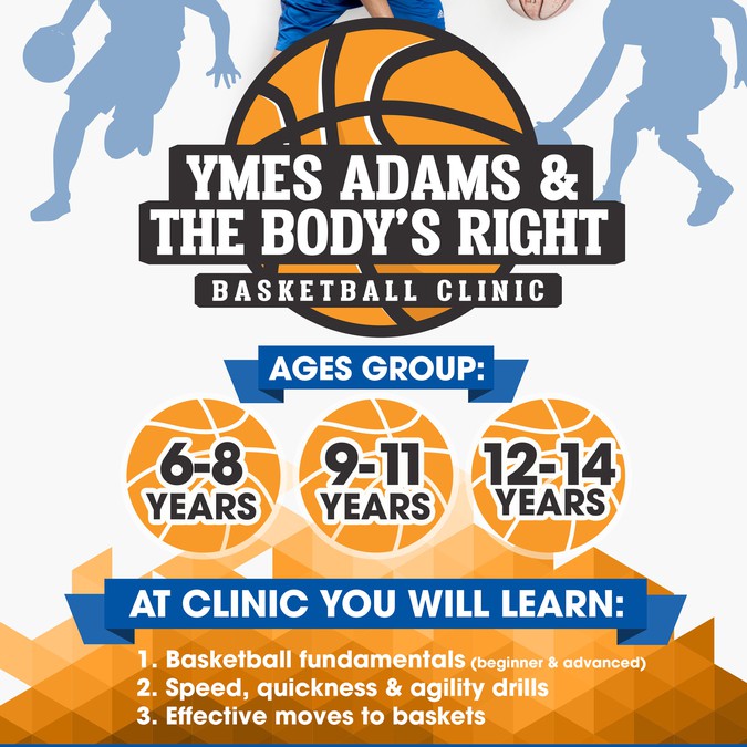 Create a Basketball Clinic Flyer for community center Postcard, flyer