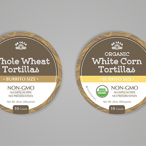 Create a new label for our natural tortillas Diseño de VEBO