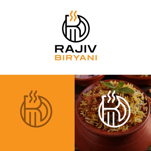 Indian Food Cloud Kitchen Logo Design, Rajiv Biryani Ontwerp door VaylexDesignStudio