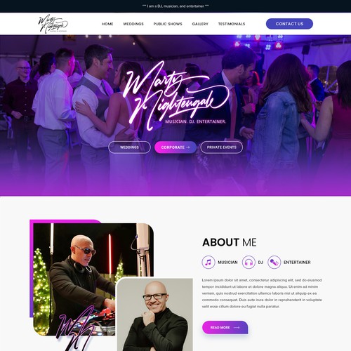 Dynamic DJ & Musician needs a website for weddings & corporate entertainment Design by VirtuaLPainter